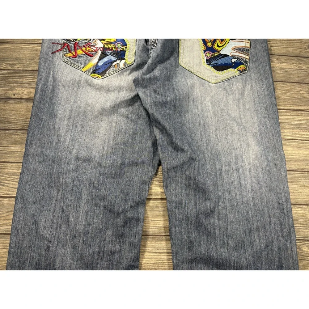 Miskeen Jeans Mens 44 Originals Streetwear Straight Embroidered Patchwork Y2K